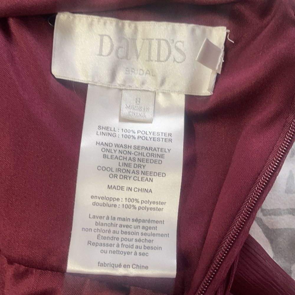 David’s Bridal Wine Bridesmaid Dress - Picture 10 of 11
